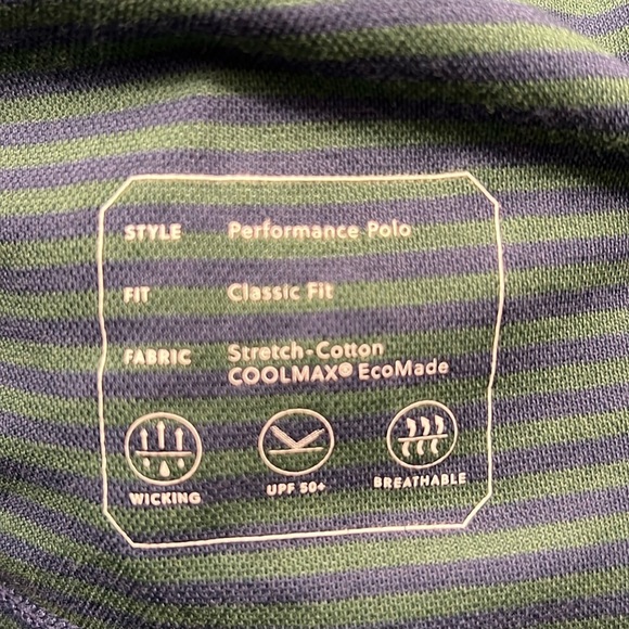 Men’s J.Crew performance Polo
Size medium 
Blue and green horizontal stripe - Picture 4 of 4